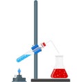 Lab chemistry equipment vector experiment illustration on white