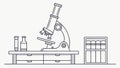 Lab Counter with Microscope and Beakers Monochrome Vector, vector design Generative AI Royalty Free Stock Photo