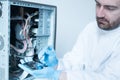 Lab engineer working on broken hard disk Royalty Free Stock Photo