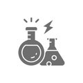Lab equipment, experiment flasks, test tube grey icon. Royalty Free Stock Photo