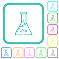 Lab flask with liquid outline vivid colored flat icons Royalty Free Stock Photo