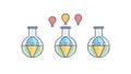 Lab Flasks with Hot Air Balloons Vector Art, vector design Generative AI Royalty Free Stock Photo