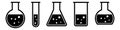 Lab flasks test icon set. Royalty Free Stock Photo