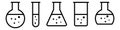 Lab flasks test icon set. Royalty Free Stock Photo