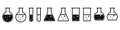 Lab flasks test icon set. Royalty Free Stock Photo