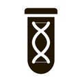 Lab Glass Test Tube With Biomaterial glyph icon