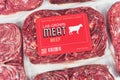 Lab grown meat concept for artificial in vitro cell culture meat production with frozen packed raw meat with made up label