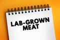 Lab-grown meat is meat produced by culturing animal cells in vitro, text concept on notepad Royalty Free Stock Photo