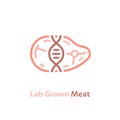 Lab grown meat sign. Editable vector illustration