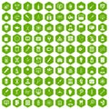 100 lab icons hexagon green