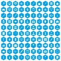 100 lab icons set blue