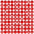 100 lab icons set red