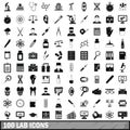 100 lab icons set, simple style
