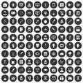 100 lab icons set black circle