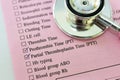 Lab requisition form for PT and PTT test Royalty Free Stock Photo