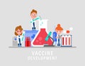 Lab research development of vaccine or drug. Vaccination concept vector illustration. Team of Research Scientists cartoon