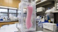 Lab research pink sample in container, analysis, equipment Royalty Free Stock Photo