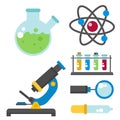 Lab symbols test medical laboratory scientific biology design biotechnology science chemistry icons vector illustration. Royalty Free Stock Photo