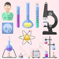 Lab symbols test medical laboratory scientific biology design molecule microscope concept and biotechnology science