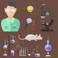 Lab symbols test medical laboratory scientific biology design molecule microscope concept and biotechnology science