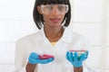 Lab technician workinh on research with petri dish Royalty Free Stock Photo