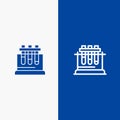 Lab, Test, Chemistry, Science Line and Glyph Solid icon Blue banner