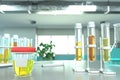 Lab test tubes in modern science facility - urine quality test for nitrite or infection, medical 3D illustration Royalty Free Stock Photo