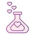 Lab tube with a heart flat icon. Laboratory of the Love illustration isolated on white. Love Chemistry potion with heart