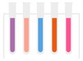 Lab tubes with color liquids. Chemical glass holder