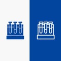 Lab, Tubs, Test, Education Line and Glyph Solid icon Blue banner Line and Glyph Solid icon Blue banner Royalty Free Stock Photo