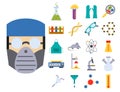 Lab vector chemical test medical laboratory scientific biology science chemistry icons illustration. Royalty Free Stock Photo