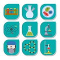 Lab vector chemical test medical laboratory scientific biology science chemistry icons illustration. Royalty Free Stock Photo