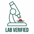 Lab verified sign for label, stamp.