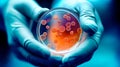 Lab worker with agar plate with microorganism in hands. Generative Ai