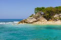 Labadee Island, Haiti. Exotic wild tropical beach with white sand and clear turquoise water Royalty Free Stock Photo