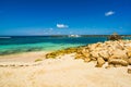 Labadee Island, Haiti. Exotic wild tropical beach with white sand and clear turquoise water Royalty Free Stock Photo