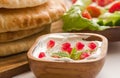 Labane with pita bread and a salad