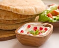 Labane with pita bread and a salad