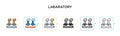 Labaratory vector icon in 6 different modern styles. Black, two colored labaratory icons designed in filled, outline, line and