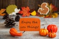 Label With Autumn Decoration, Enjoy The Little Things