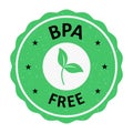 Label BPA bisphenol A and phthalates free. Non toxic plastic. Flat vector illustration isolated on white background Royalty Free Stock Photo