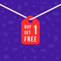 label with buy 1 get one free text Royalty Free Stock Photo