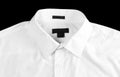 The label of the classic white shirt. White shirt collar. Close