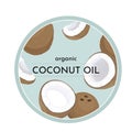 Label for coconut oil, natural oil for asian food or cosmetics