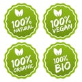 Label Collection of 100% organic product and premium quality natural food. Royalty Free Stock Photo