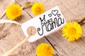 Label, Dandelion, Calligraphy Danke Mama Means Thank You Mom