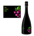 Label design for a bottle of wine with a bunch of grapes Royalty Free Stock Photo