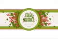 Label design for jam or berries. Red currant berries and leaves