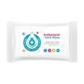 Label design for packaging of antibacterial hand wipes, sticker design for protection products against coronavirus