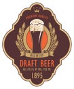 Label for draft beer with glass and coat of arms